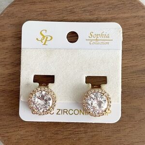 Sophia Collection Halo Earrings CZ Clip On